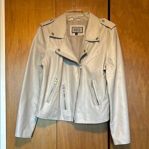 BKE Women's Cream Leather Jacket